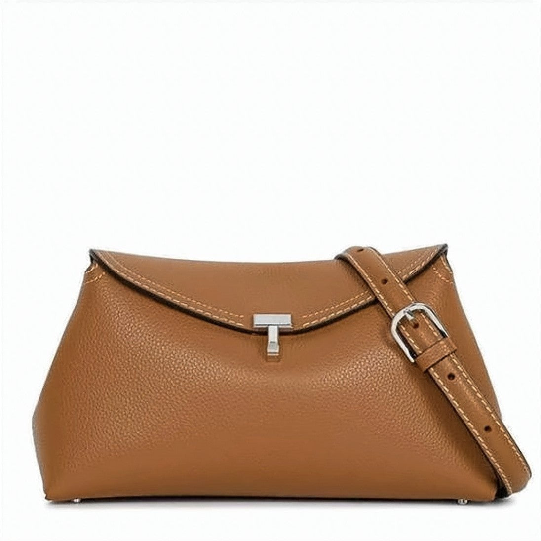 Totême Textured Leather Clutch Bag With Metallic T-Clasp