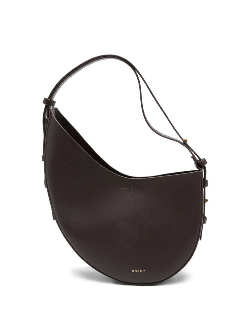 Soeur Crescent-Shaped Bordeaux Leather Shoulder Bag
