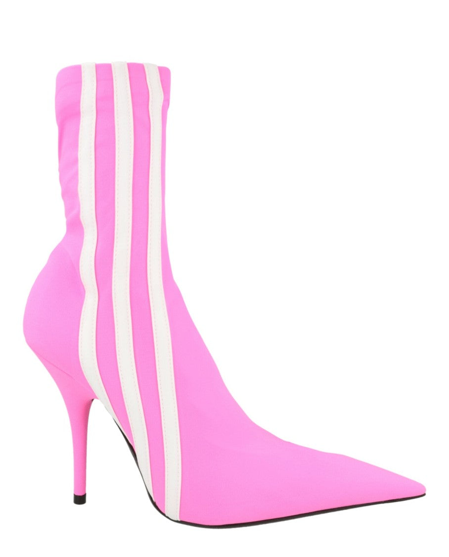 Balenciaga Pointed Toe Pink Booties With Stiletto Heel And Wraparound Fabric