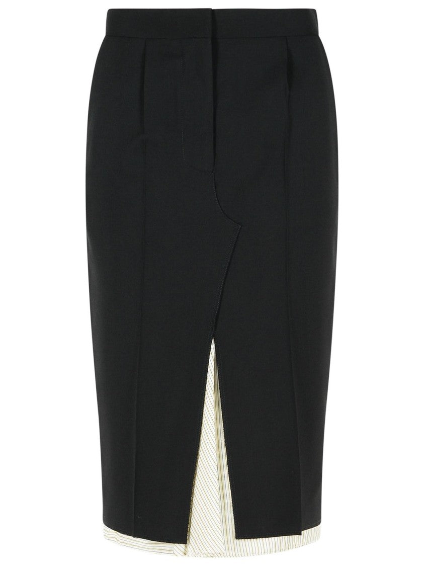 Marni Midi Skirt In Cool Black Virgin Wool