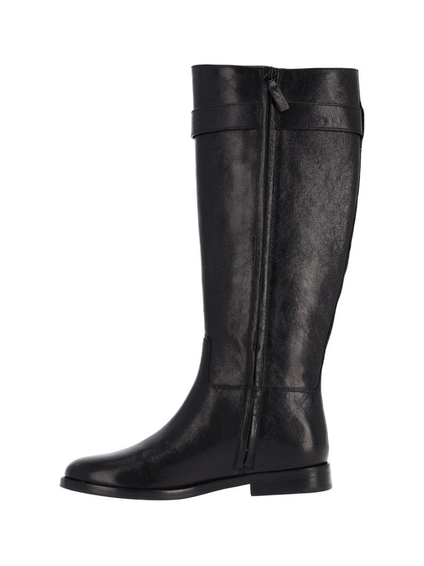Tory Burch Black Lock Ridin Leather Boots