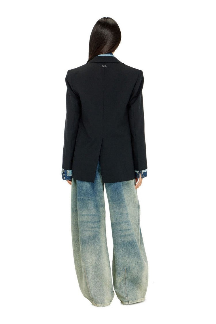 Diesel Blue Cotton-Hemp Blend Wide-Leg Jeans