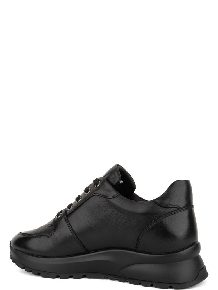 Adrianna Feretti Black Effortless Textured Tread Lace-Up Leather Ankle Boots