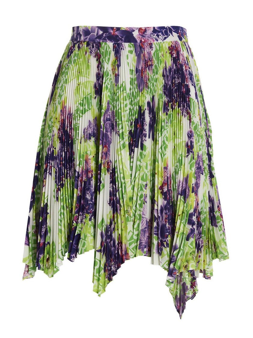 Versace Floral Crêpe De Chine Silk Skirt