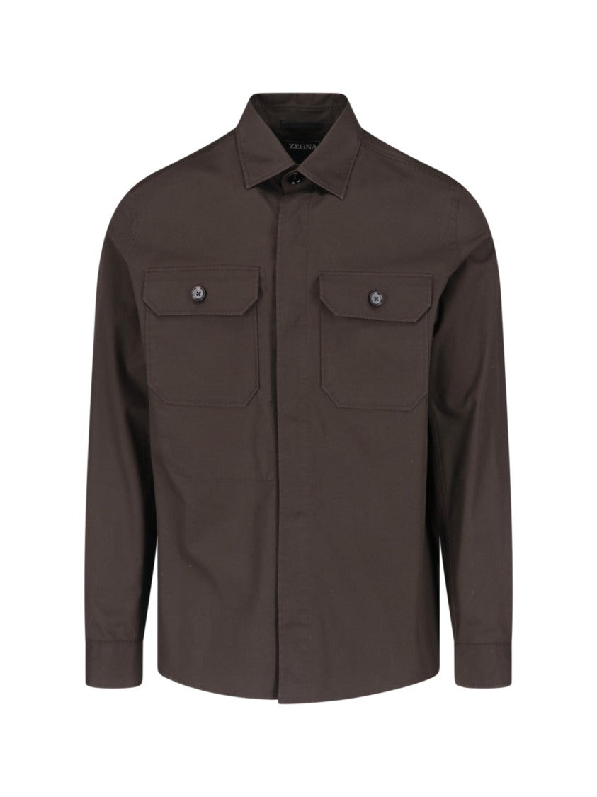 Zegna Brown Structured Tailored Silhouette Shirt