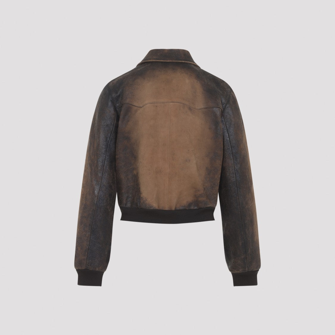 Miu Miu Tailored Lamb Leather Jacket With Distressed Finish