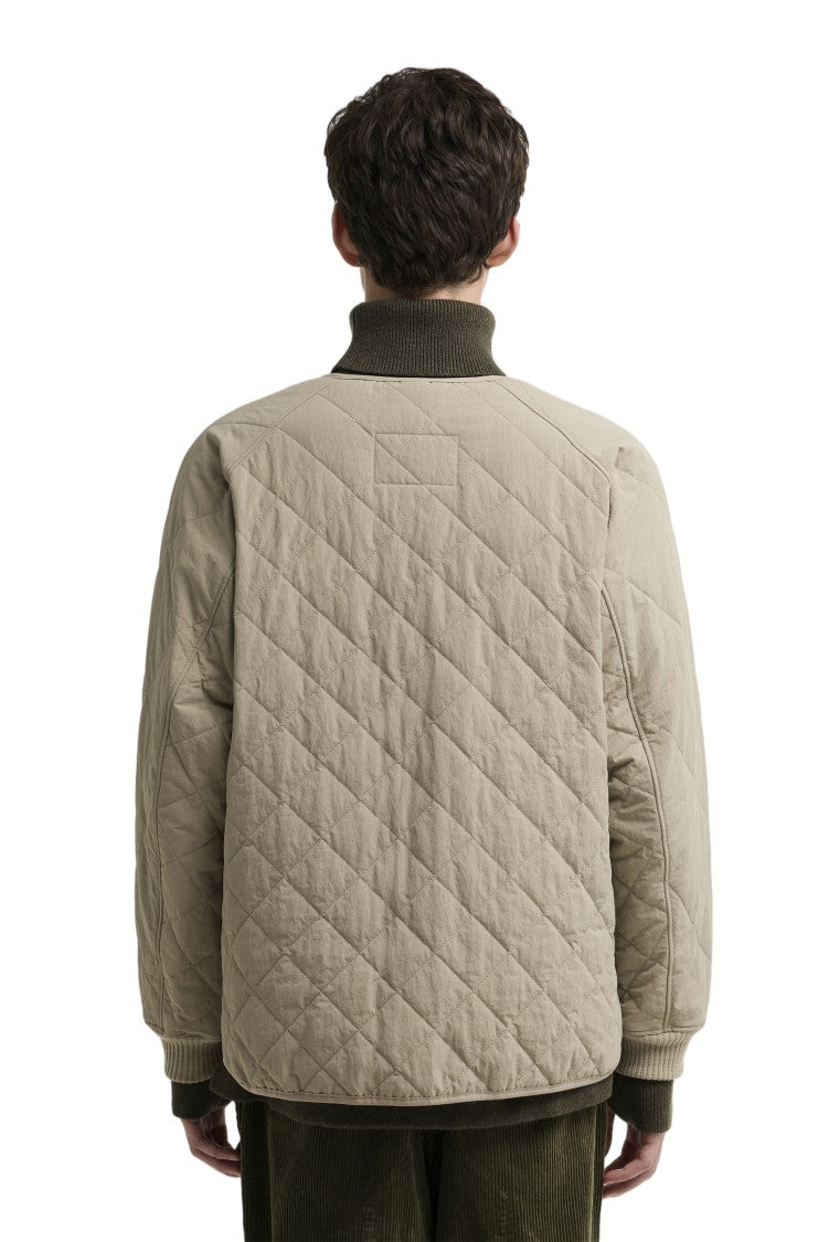 Barbour White Diamond Quilted Ribbed Cuff Jacket