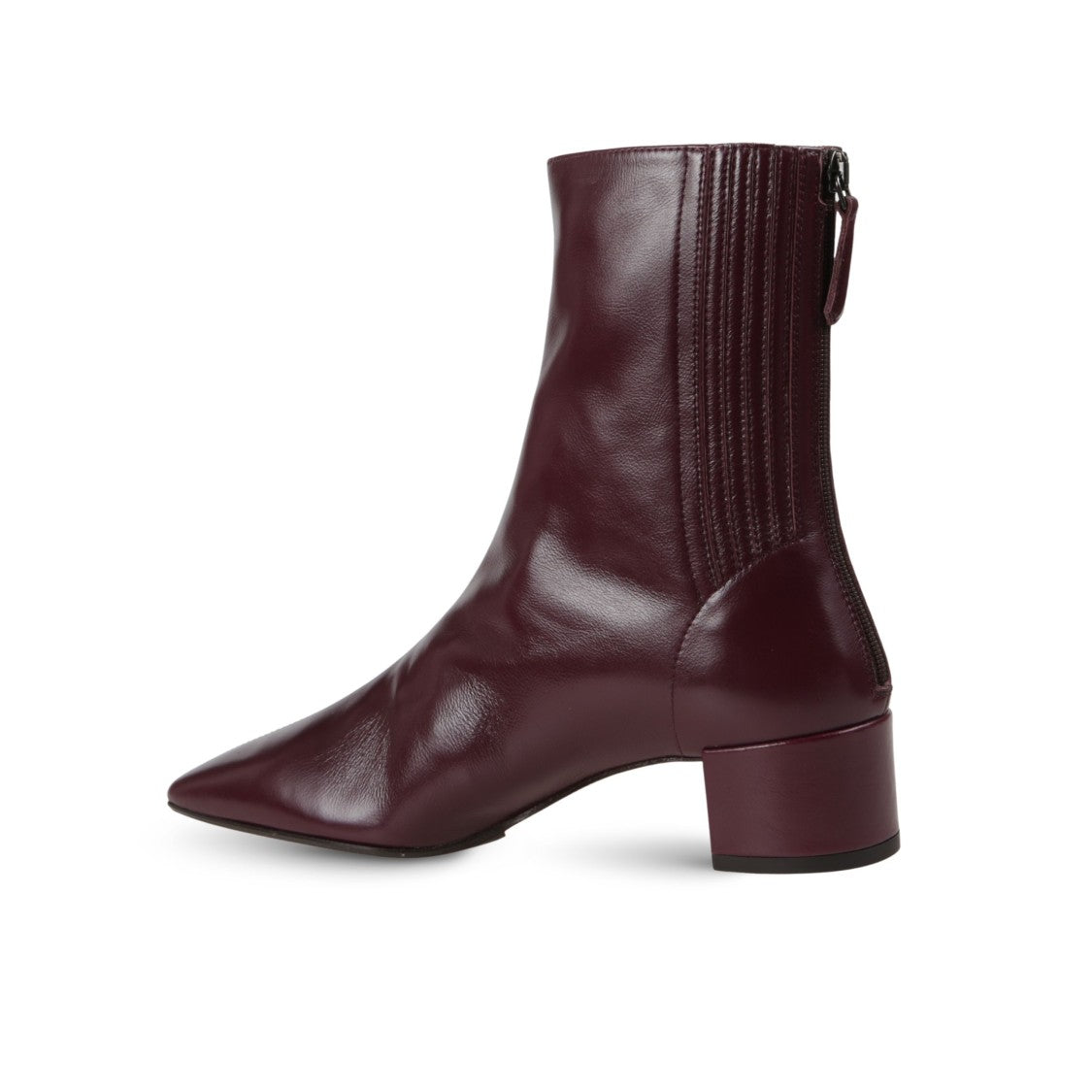 Aquazzura Burgundy Ankle Boots With Textured Zipper Panel