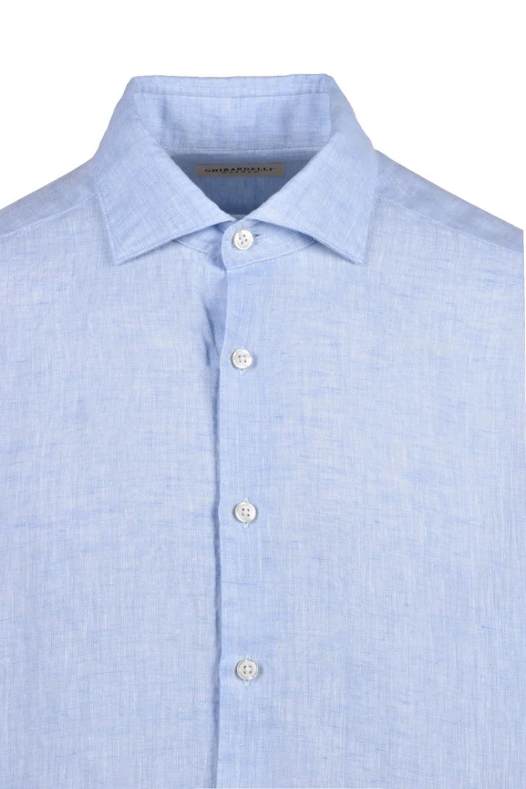 Ghirardelli Light Blue Linen Men's Linen Shirt
