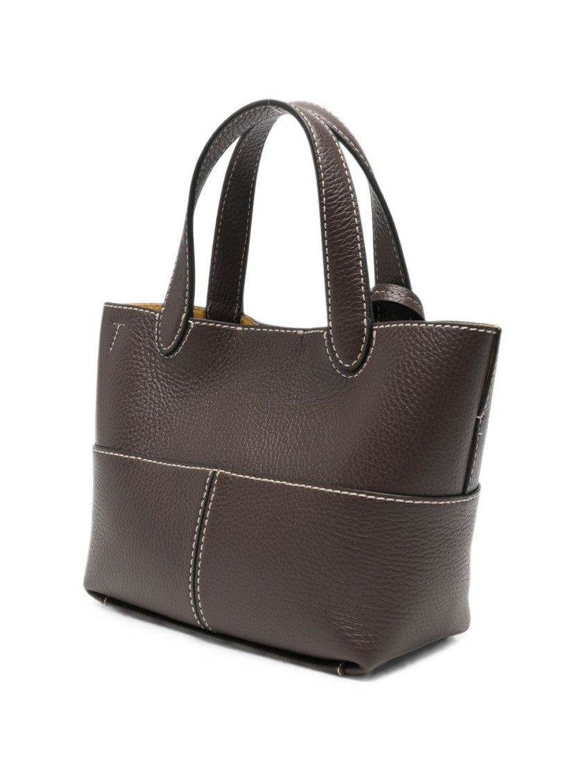 Furla Compact Brown Gold-Charm Structured Handbag