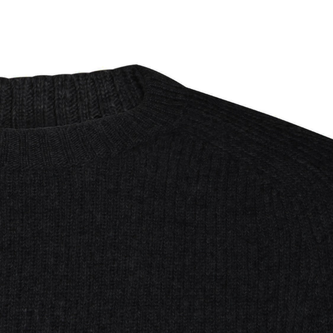 Altea Ribbed Black Virgin Wool Sweater With Classic Fit