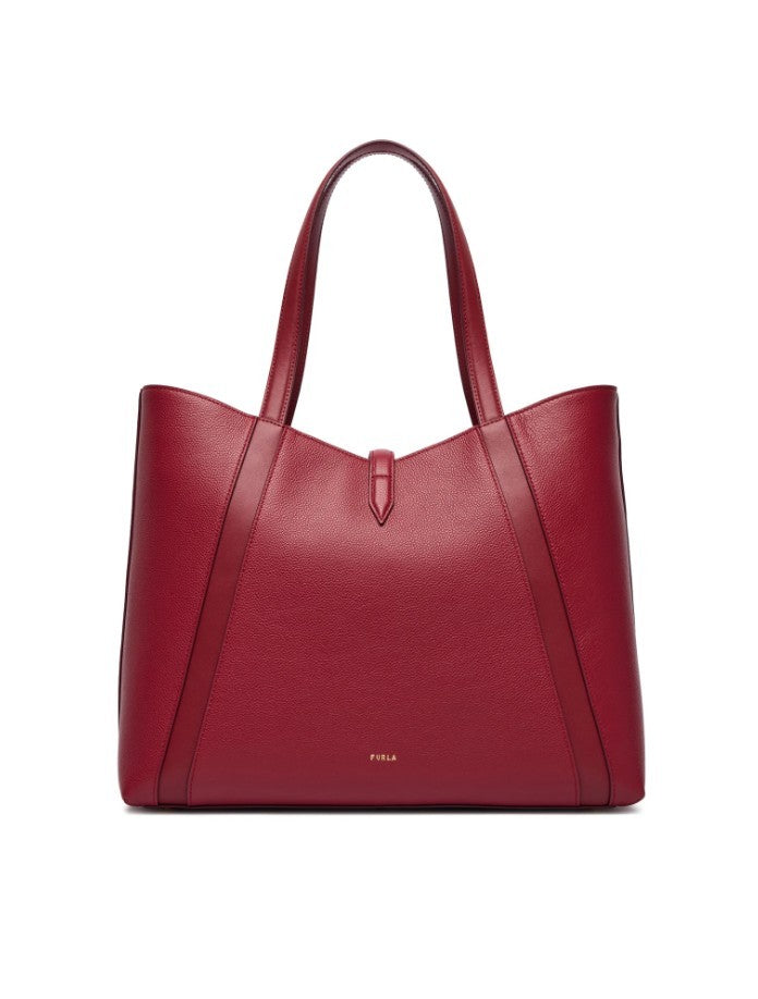 Furla Burgundy Grained Leather Hobo Shoulder Bag