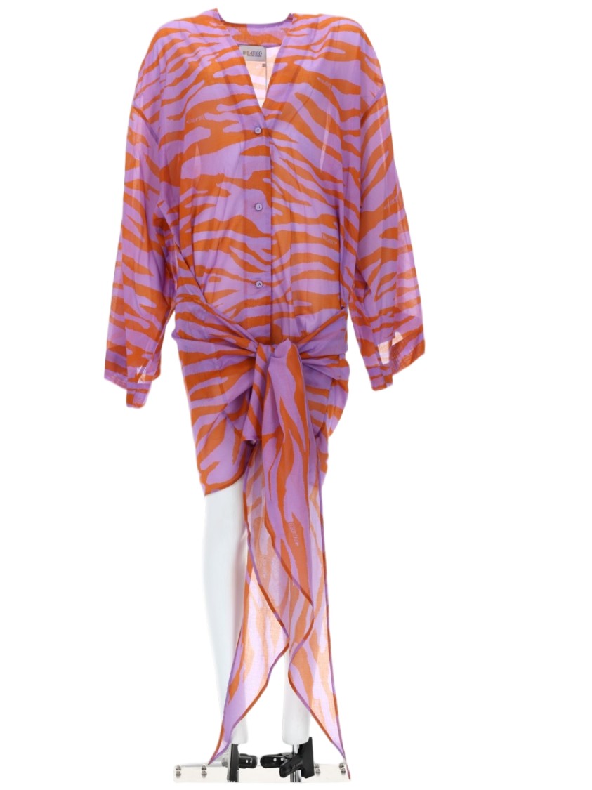 The Attico Animal Print Plunging V Dress