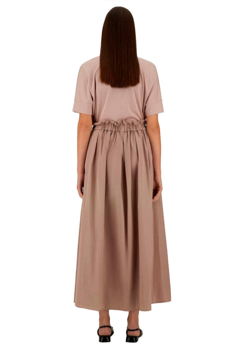 Herno Antique Pink Gathered-Waist Full Polyester Midi Skirt