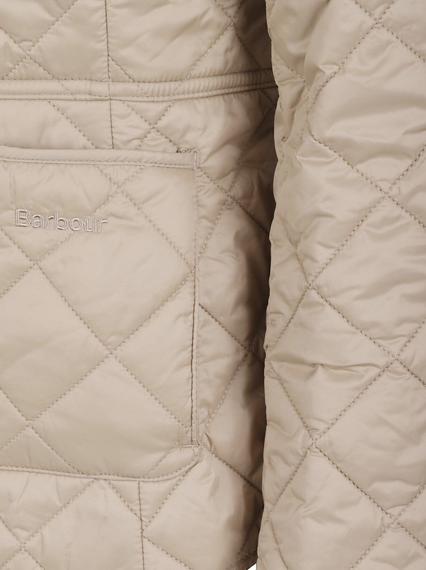 Barbour Quilted Jacket With Corduroy Collar And Contrast Lining