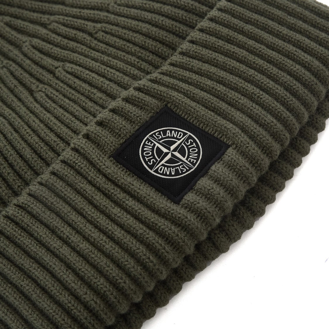 Stone Island Compass Patch Ribbed Wool Beanie