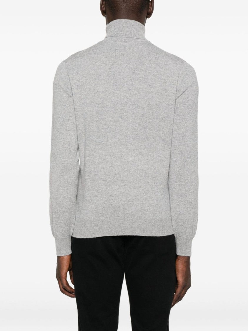 Gran Sasso Men's Turtleneck Sweater In Soft Grey Knit