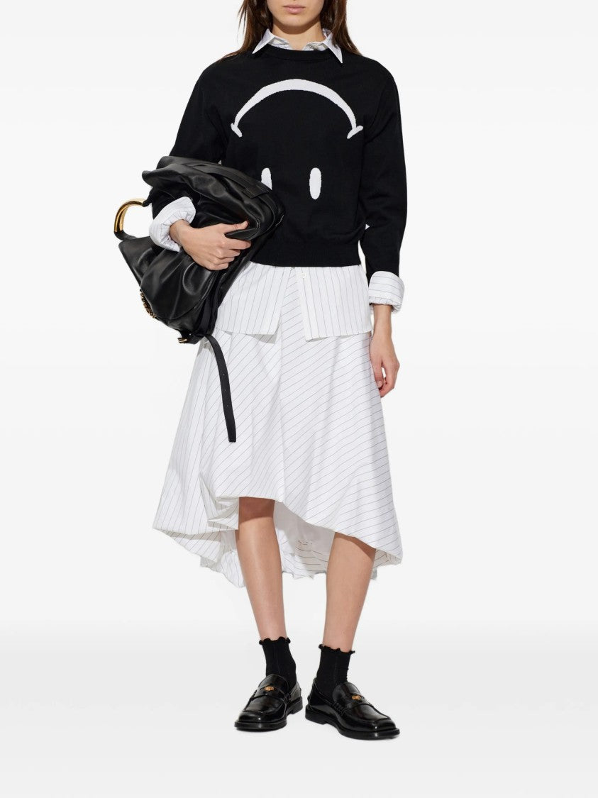 Moschino Minimalist Black Wool Sweater With Graphic Design
