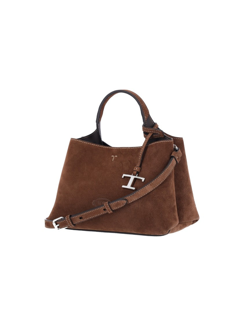 Tod's Brown Suede Top Handle Shoulder Bag