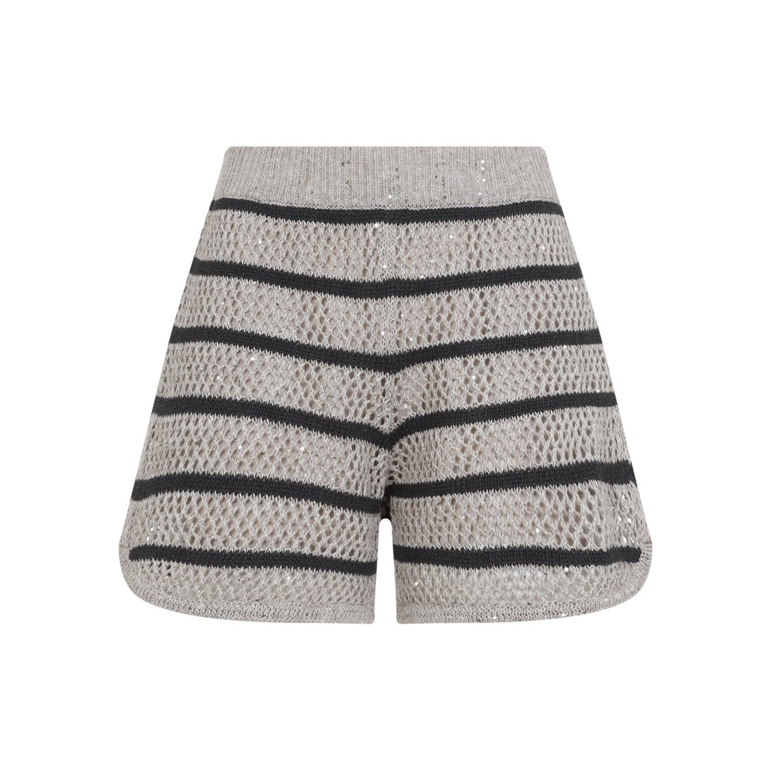 Brunello Cucinelli Textured Knit Bermudas With Striped Design