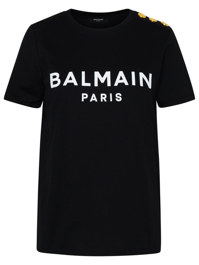 Balmain Black Cotton T-Shirt