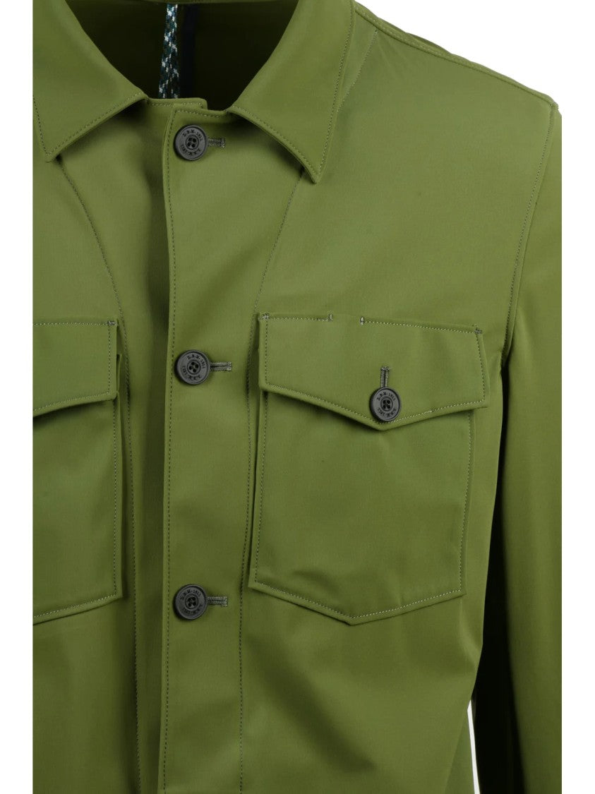 L.B.M. 1911 Green Technical Modern Fit Stretch Polyamide Shirt