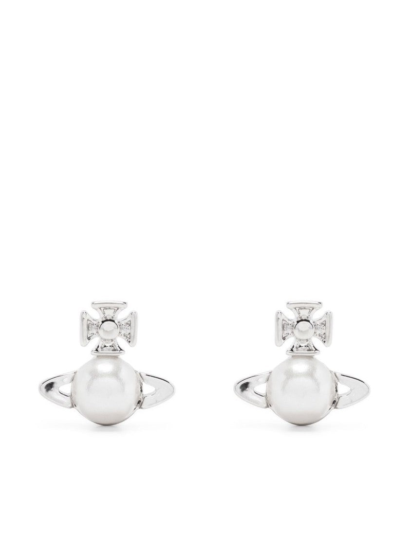 Vivienne Westwood Stylized Orb Silver-Tone Earrings With Bow Detail