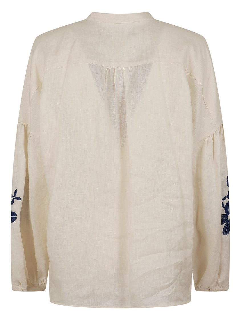 Max Mara Ilex Linen Shirt With Mandarin Collar
