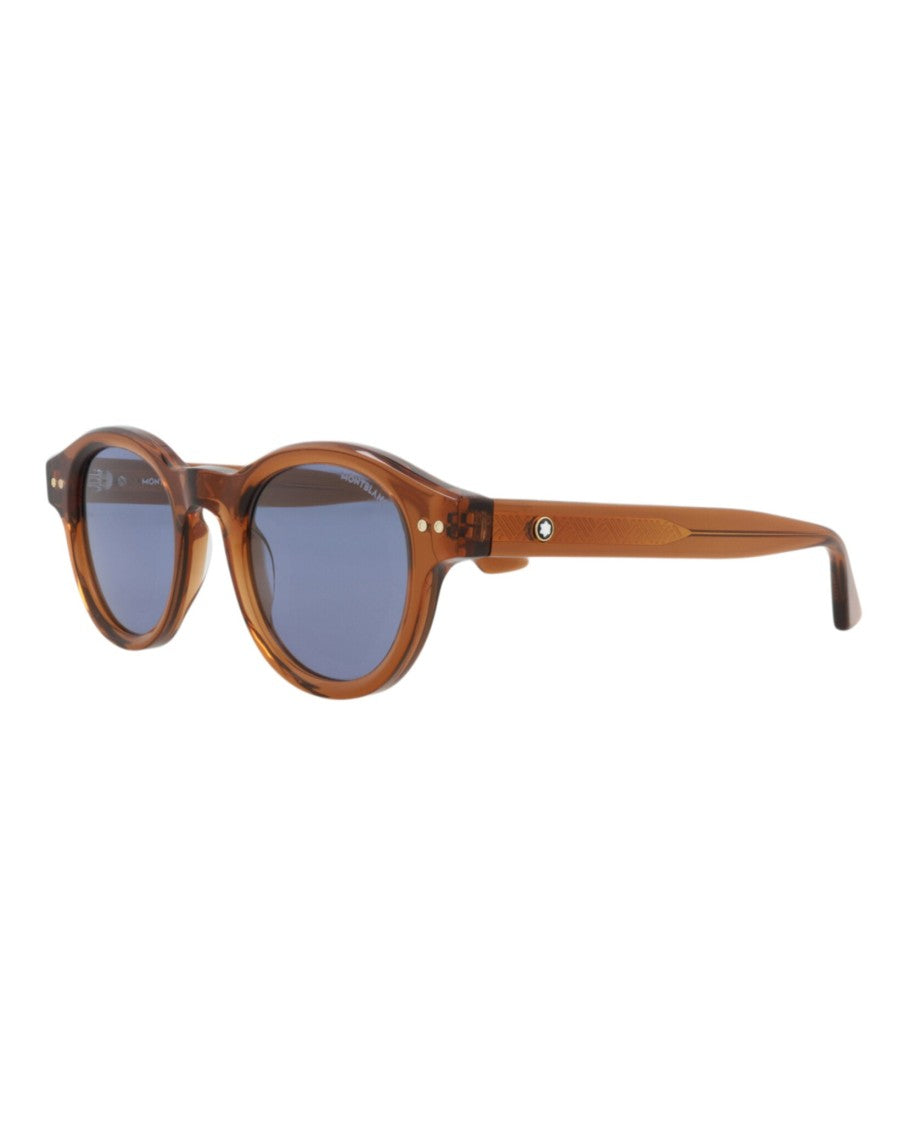 Montblanc Round-Oval Sunglasses In Translucent Amber Recycled Acetate