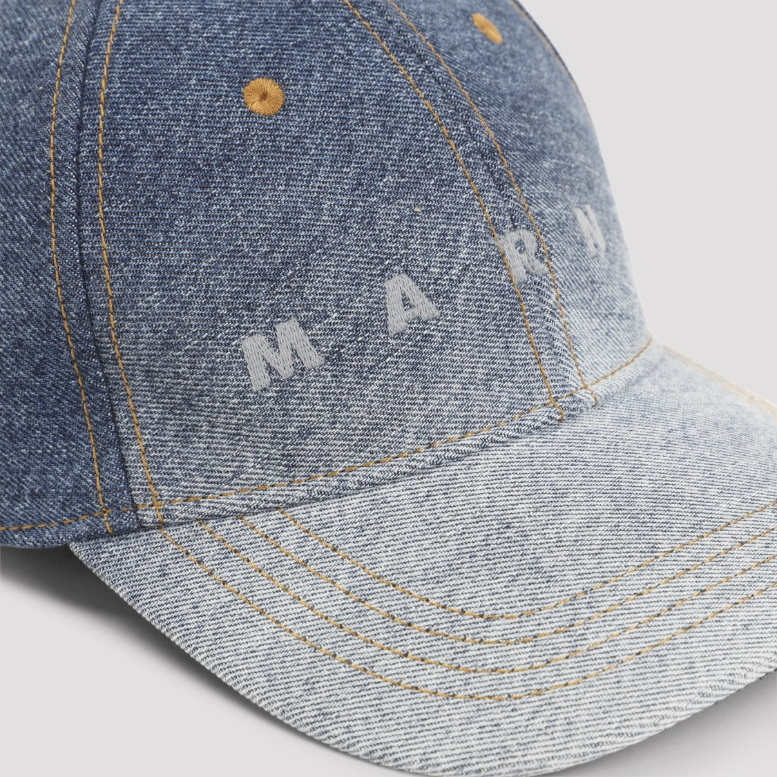 Marni Gradient Blue Denim Baseball Cap With Embroidered Detailing