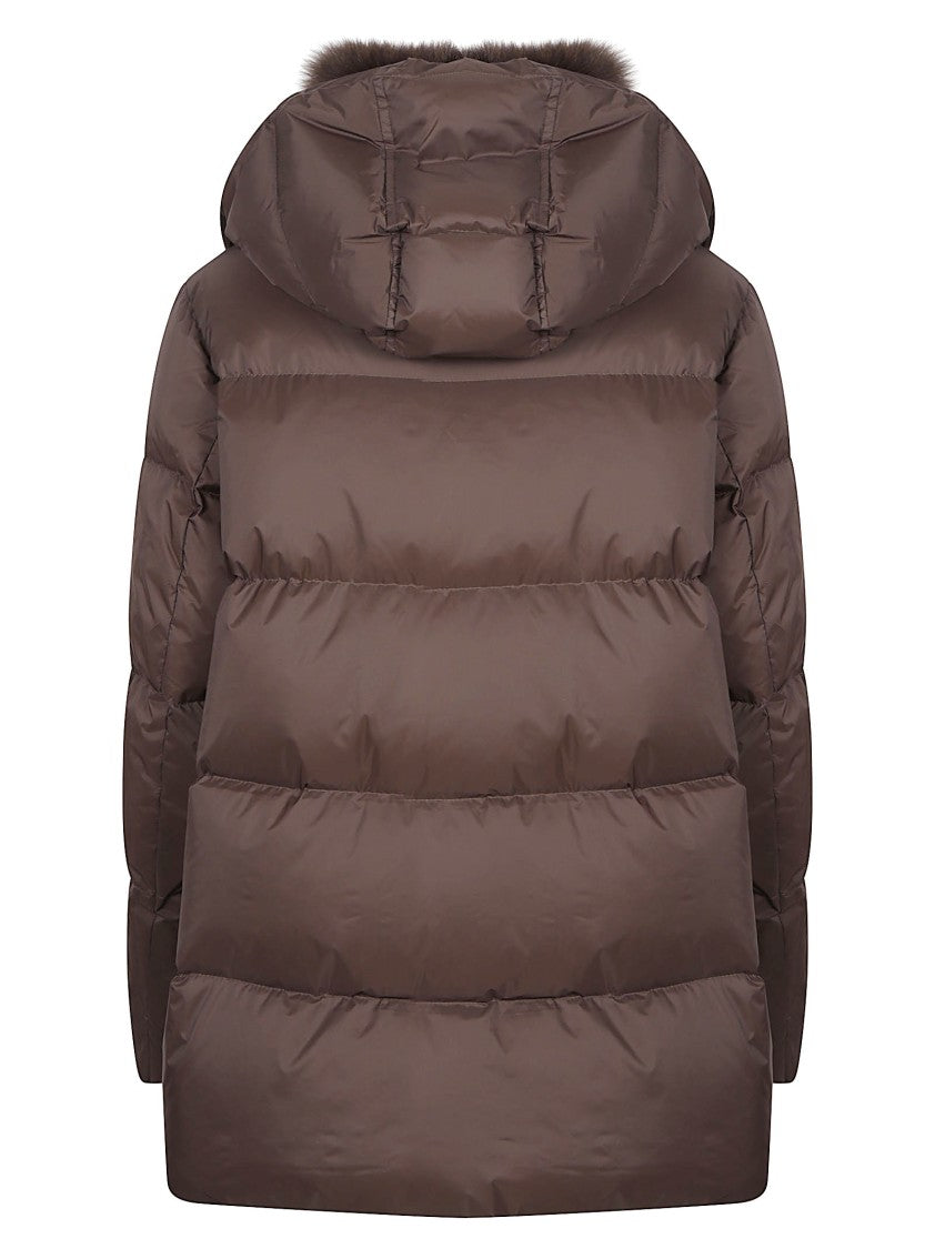 Yves Salomon Puffer Coat With Detachable Fur-Trim Hood And Boxy Silhouette