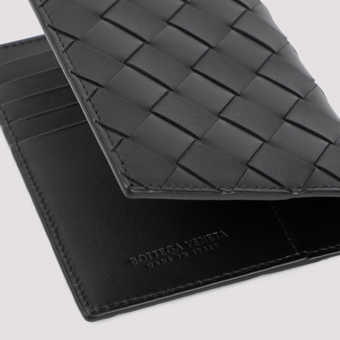 Bottega Veneta Black Intrecciato Passport Case