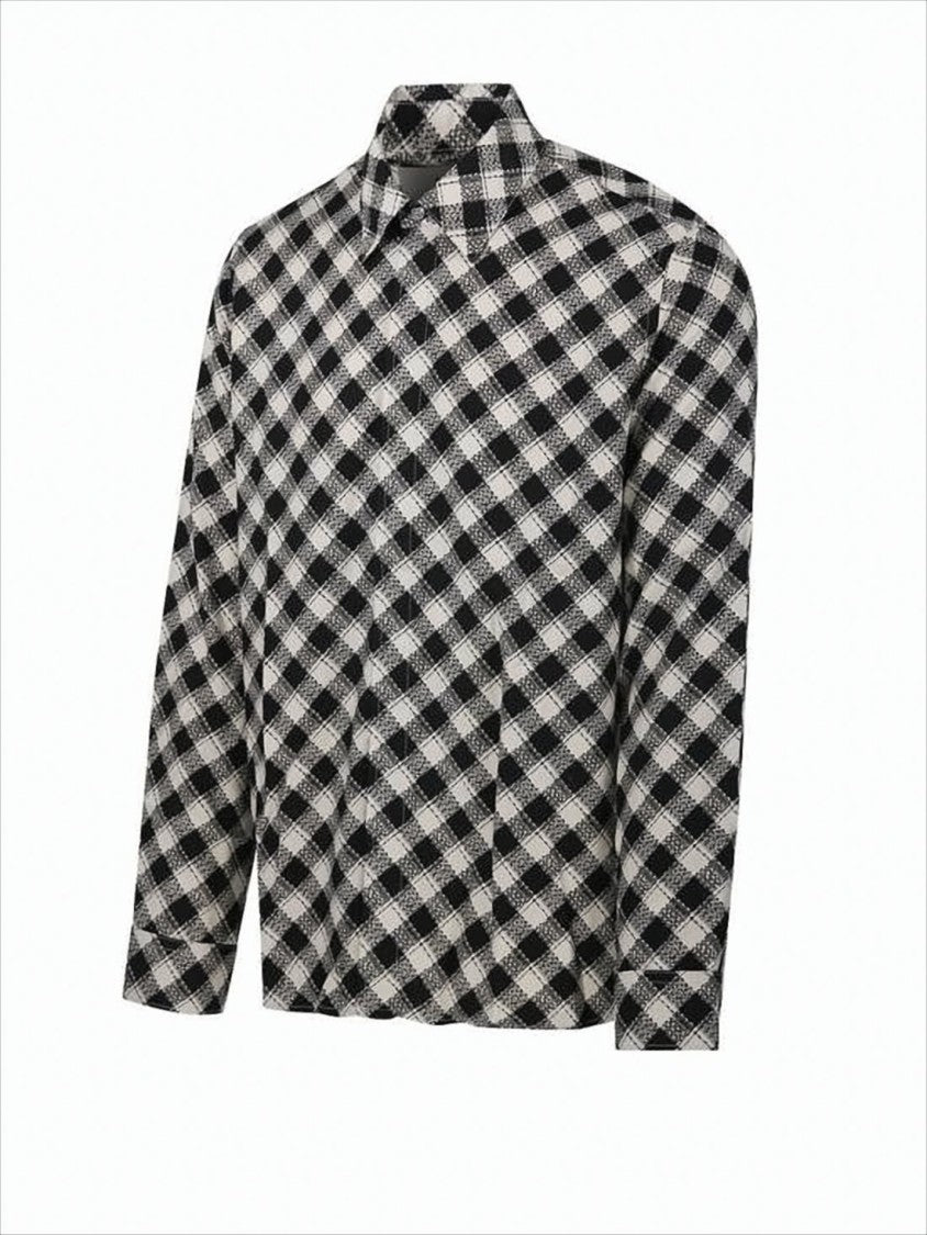 Ami Paris Classic Checkered Button-Down Shirt With Structured Collar