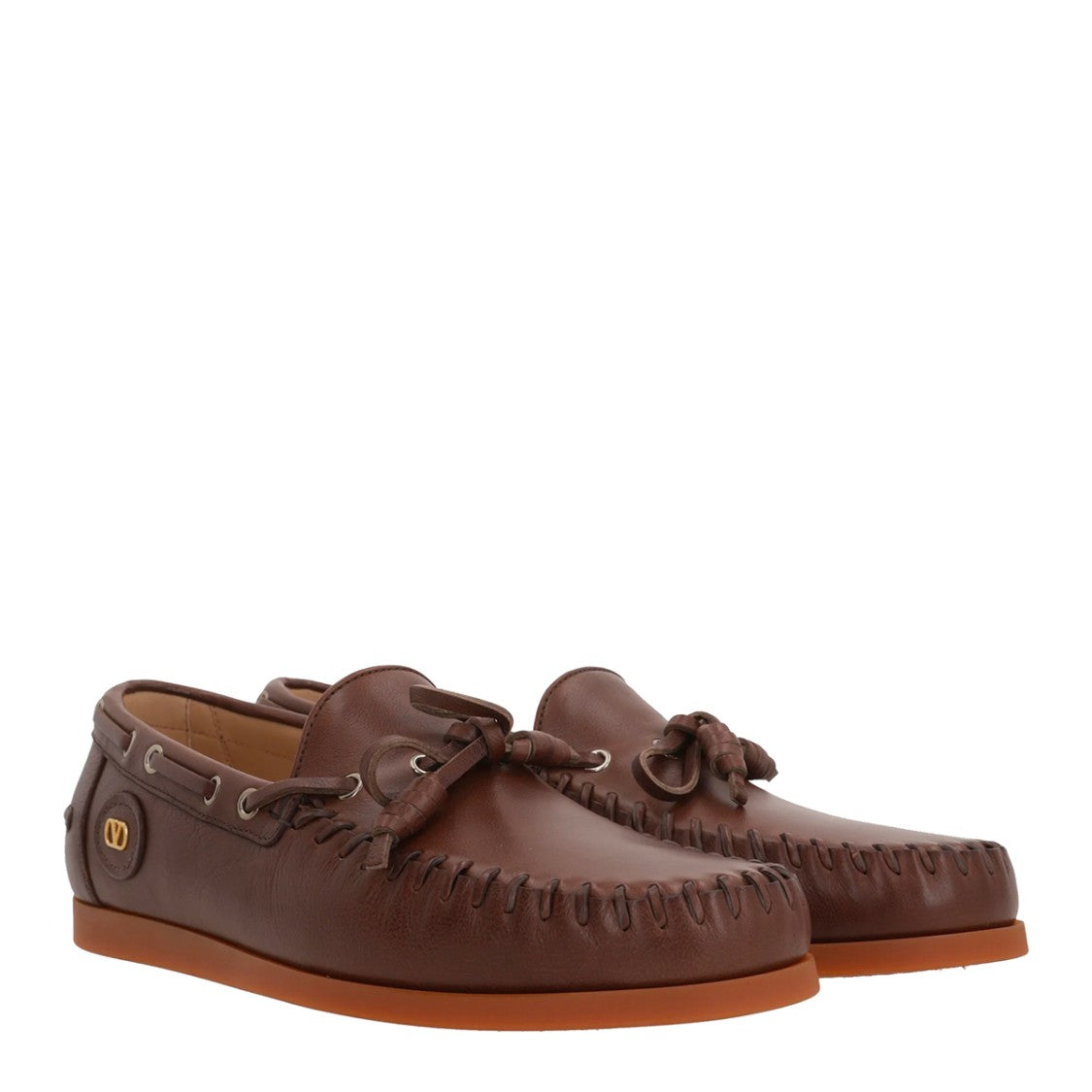 Valentino Garavani Brown Leather Palm Avenue Loafers