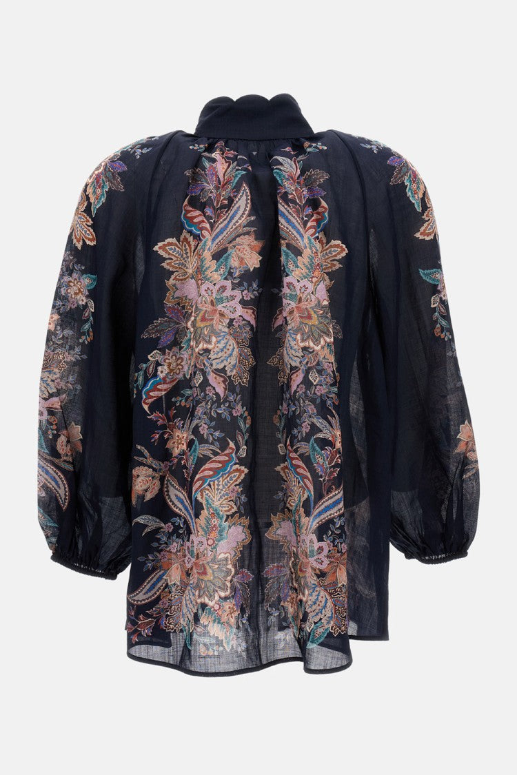 Zimmermann Wide High-Collar Shirt With Geometric Button Fastening