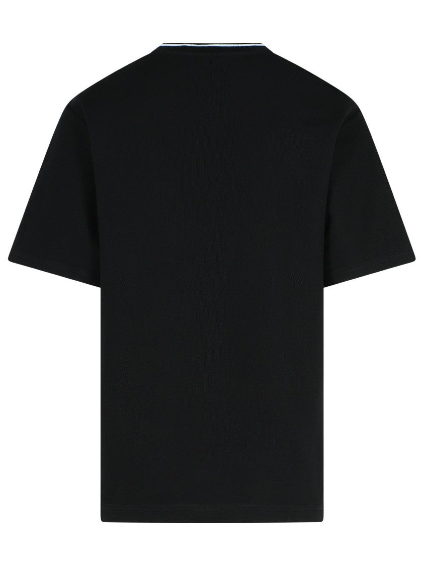 Dolce & Gabbana Black Cotton T-Shirt With Contrast Details And Embroidered Logo