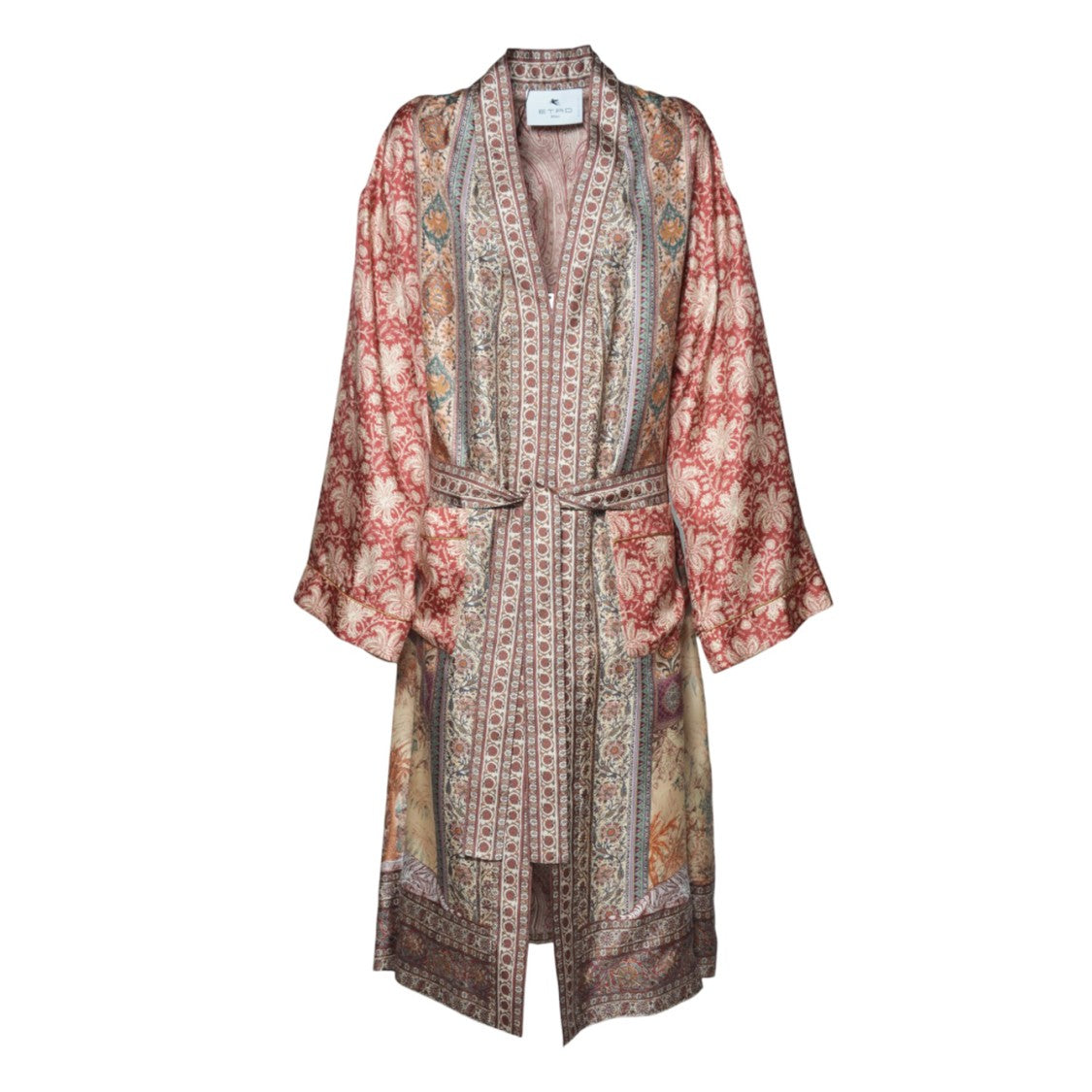 Etro Oversized Red Silk Printed Dressing Gown