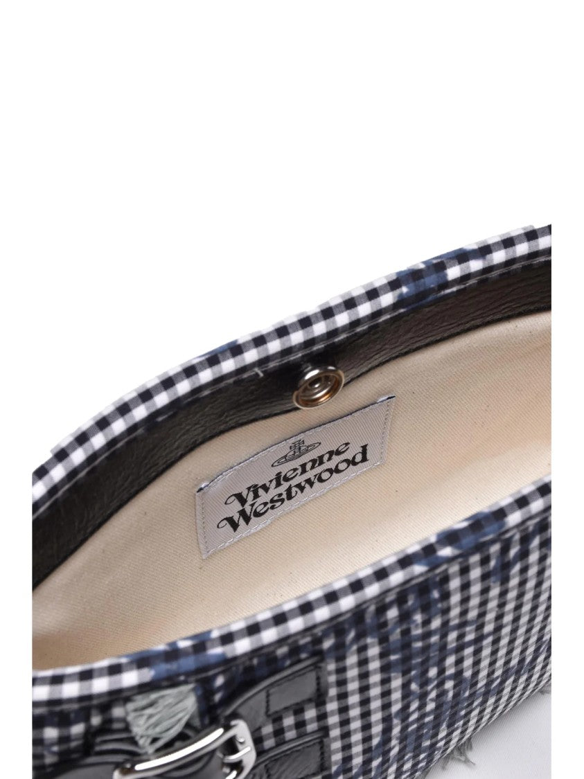 Vivienne Westwood White Polyester Gingham Shoulder Bag