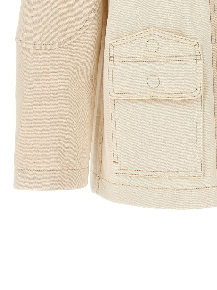 Fendi Two-Tone Cotton Denim Parka