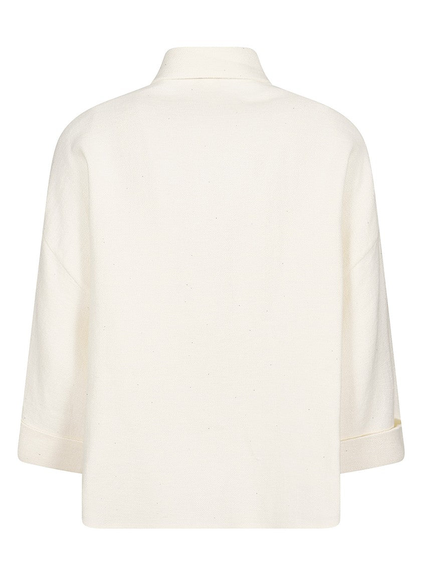 Eleventy Boxy Cropped Over Shirt With Double Pocket Detail
