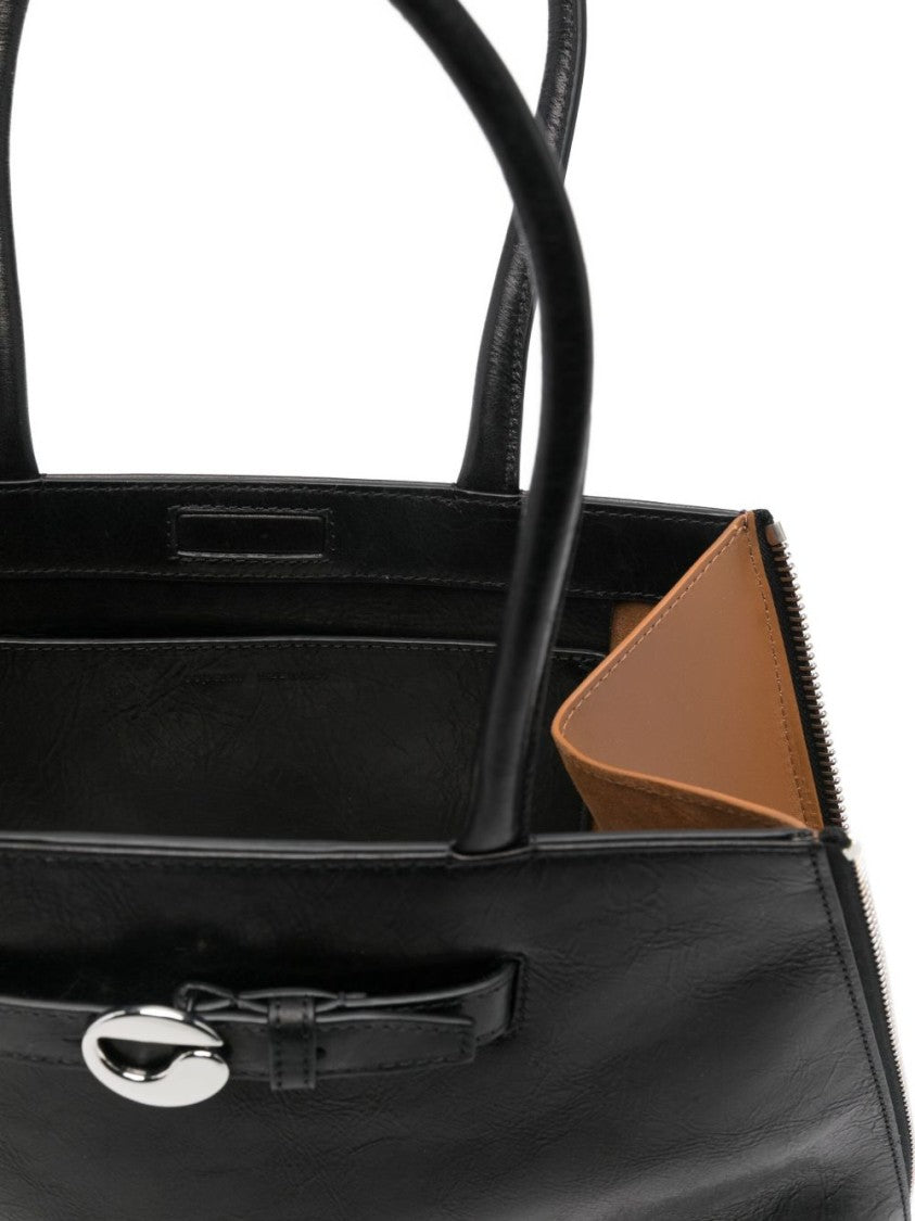 Coperni Structured Trapezoidal Black Calfskin Shoulder Bag