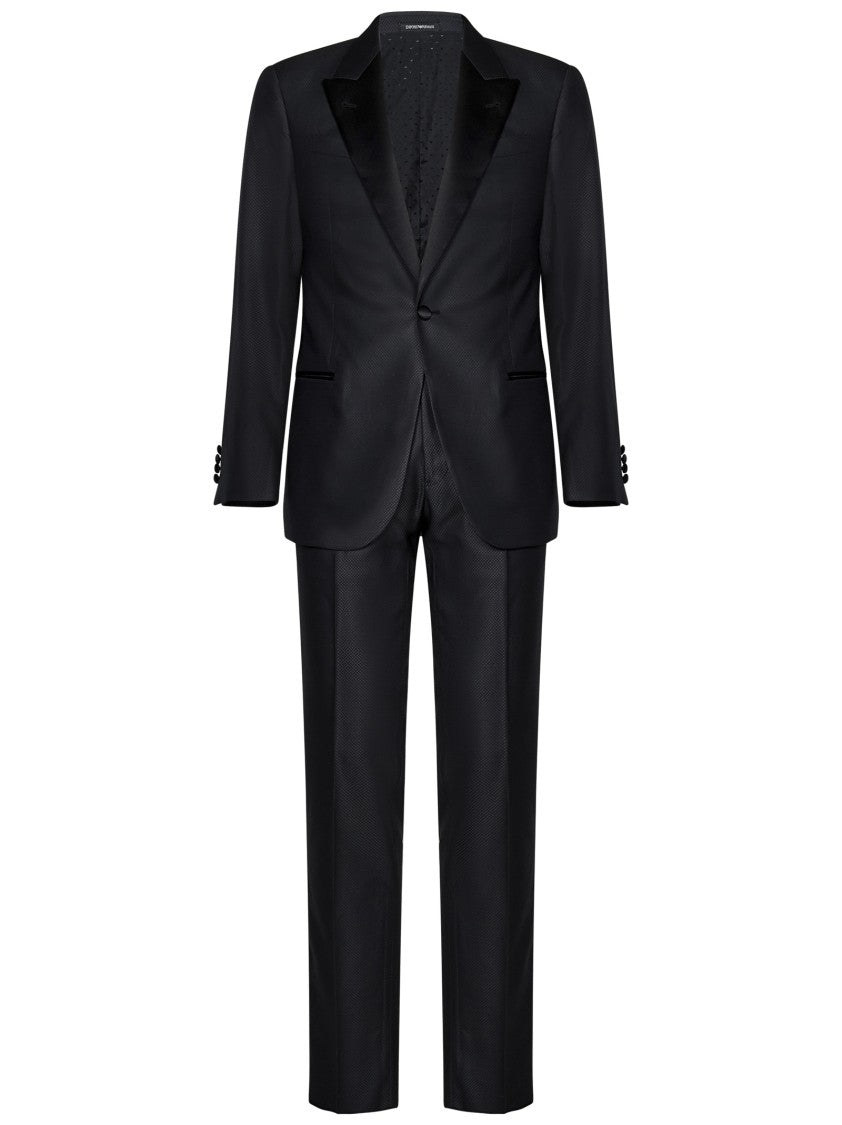 Emporio Armani Black Wool Tuxedo Suit