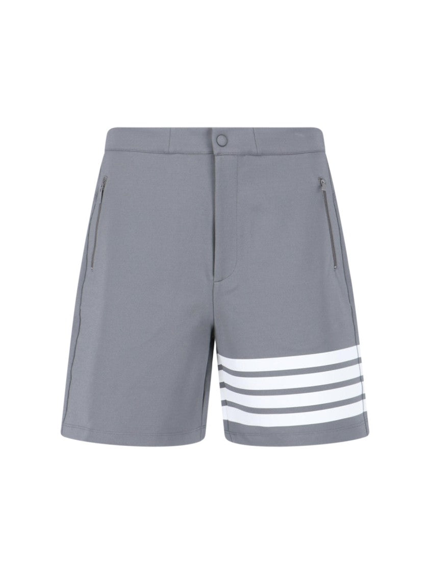 Thom Browne Grey 4-Bar Viscose Blend Straight Shorts