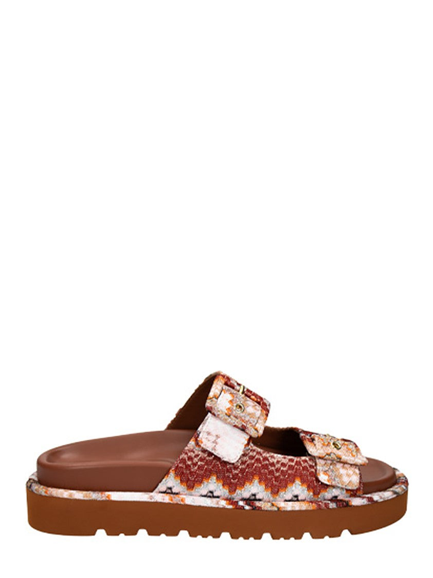 Missoni Multicolor Lamé Sandals With Double Buckle Design