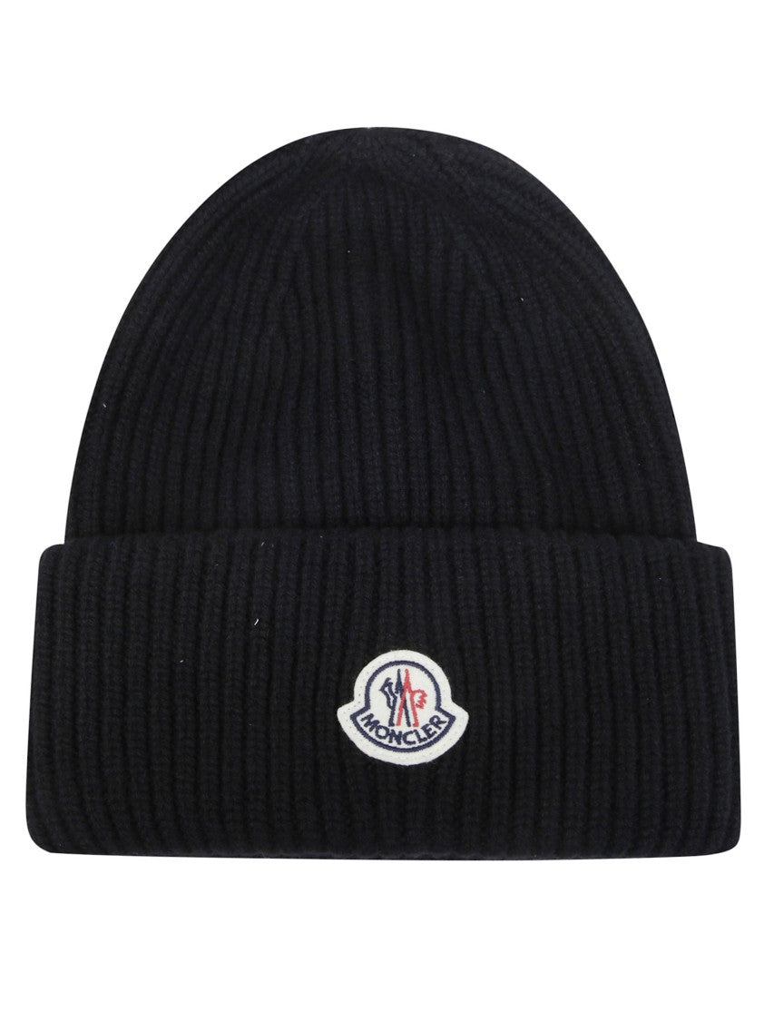 Moncler Ribbed Knit Embroidered Logo Patch Hat