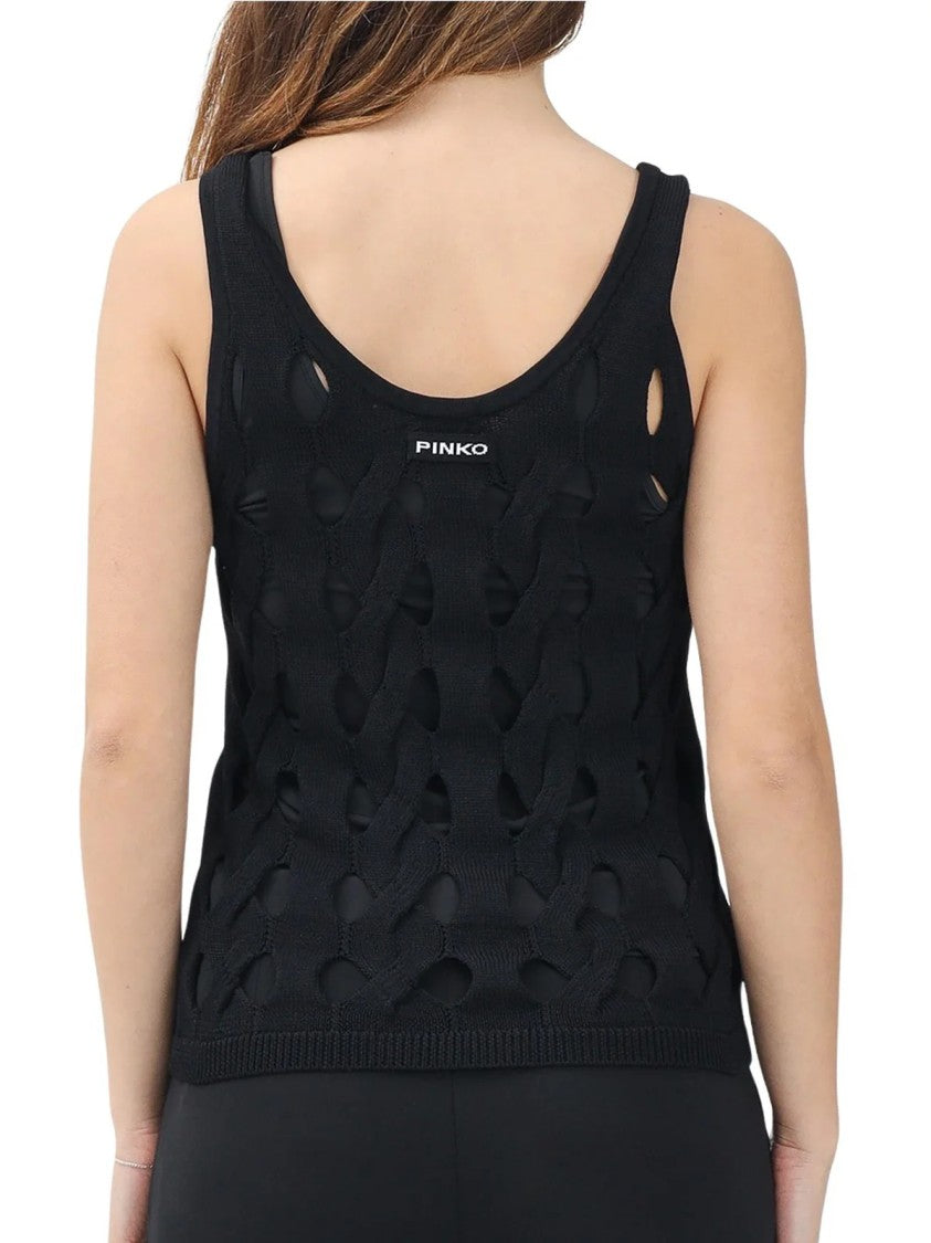 Pinko Black Viscose Nylon Top
