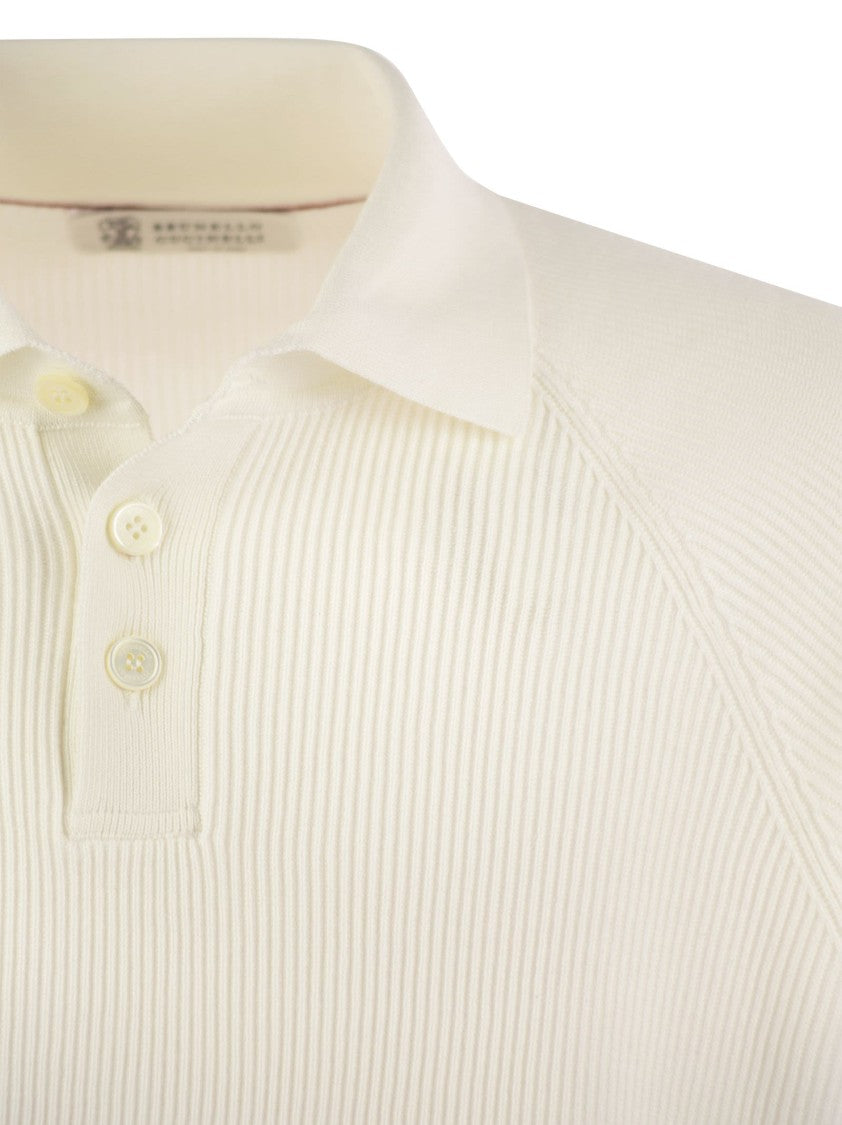 Brunello Cucinelli Cotton Rib Knit Polo Shirt