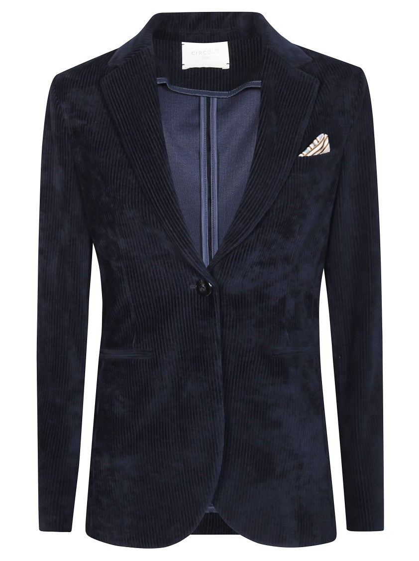 Circolo Tailored Corduroy Jacket With Notch Lapel