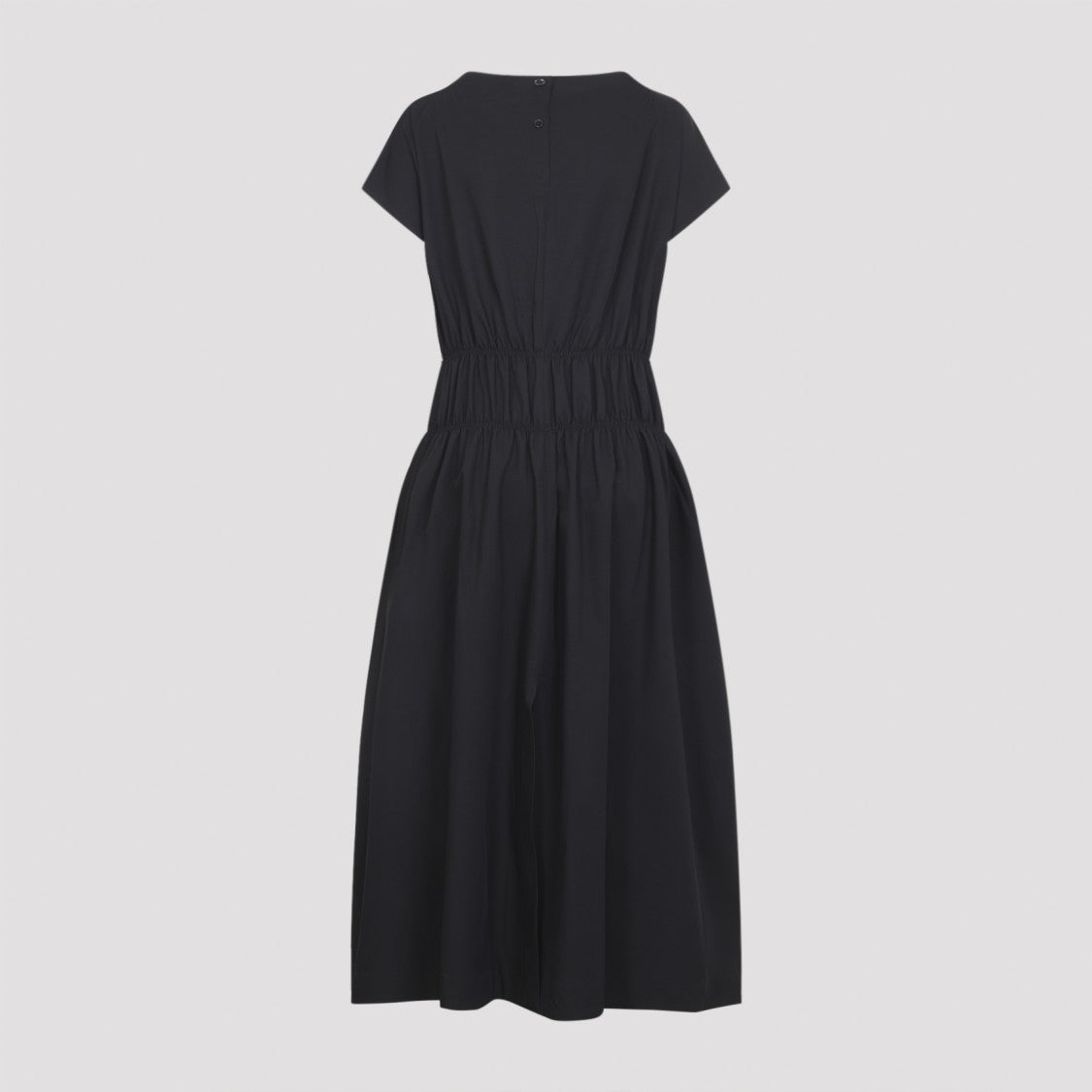 Studio Nicholson Midi-Length Black Cotton Dress With Gathered Waist Detail