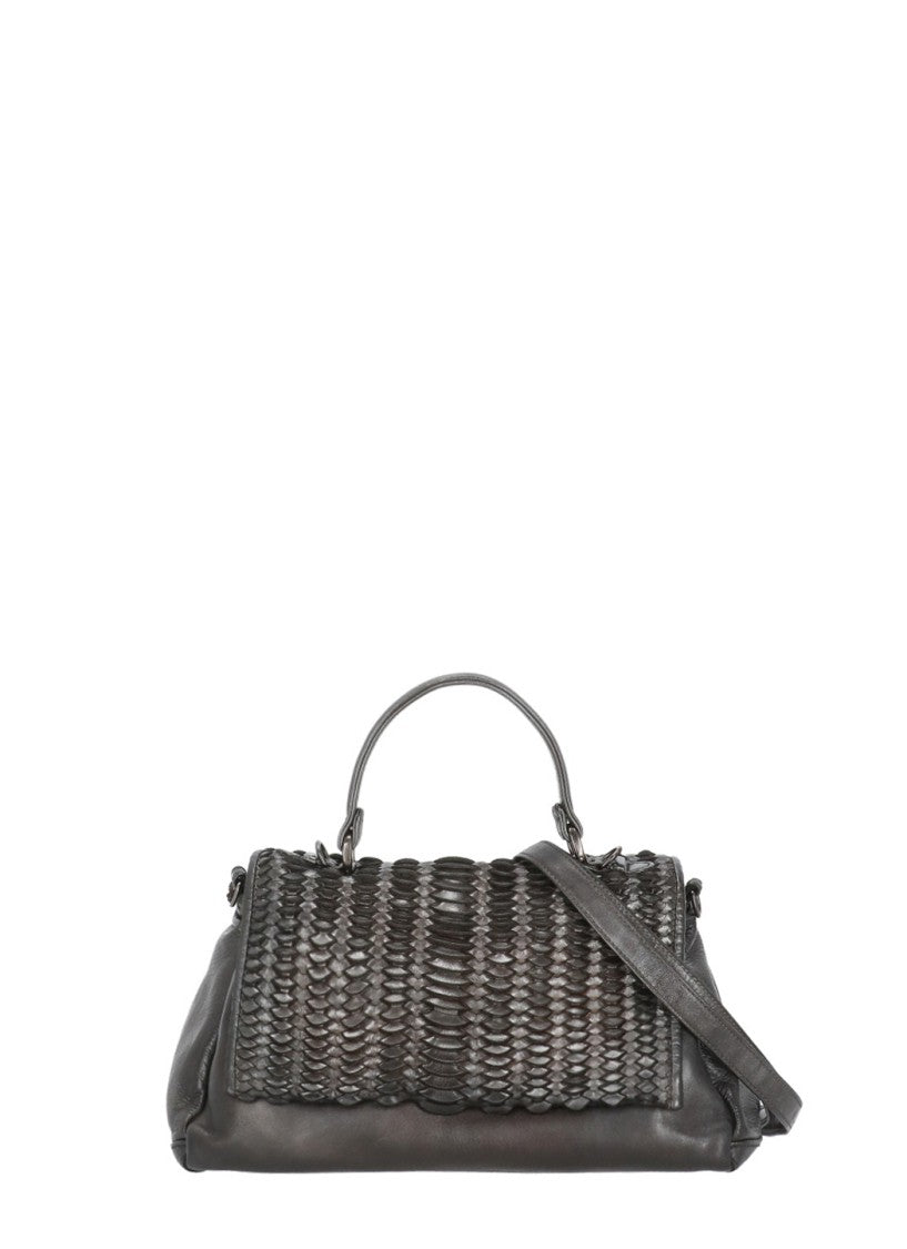 Reptile's House Metallic Brown Reptile's House Handbag With Braided Pattern